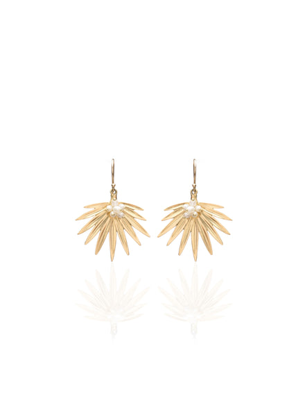 Small Fan Palm Earring with Pearls