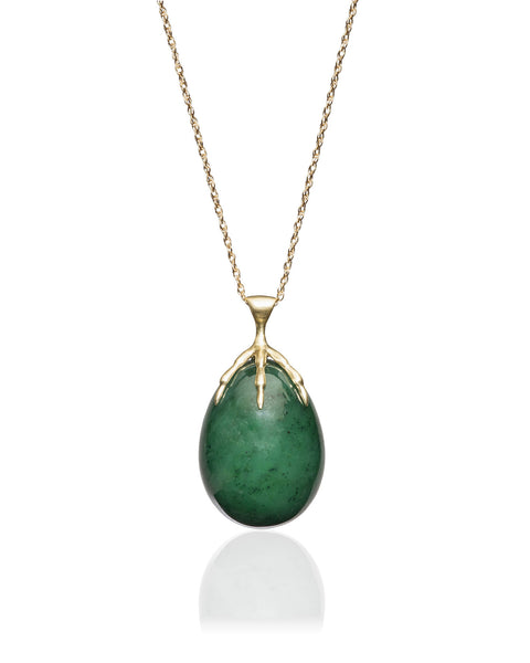 14K Gold Claw with Jade Egg Necklace