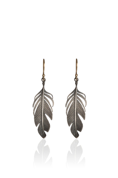 Large Feather Earrings in Sterling Silver