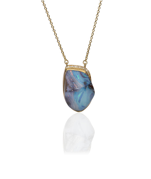 18K Gold Opal Waterfall Roxy Necklace with Diamonds