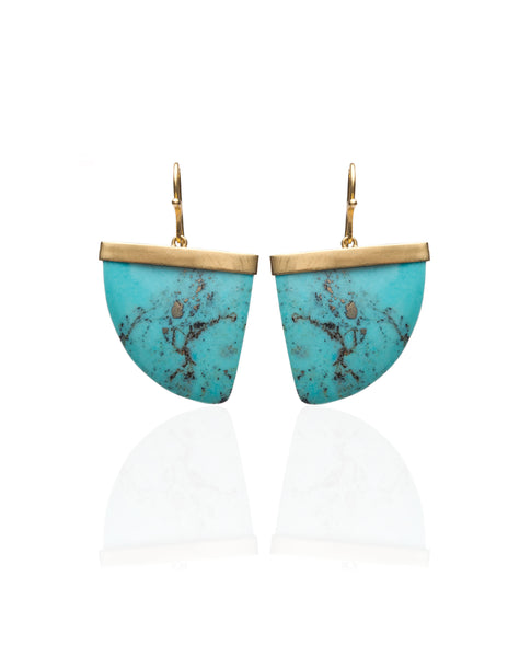 Amazon Claw Earrings with Turquoise in 18K Gold