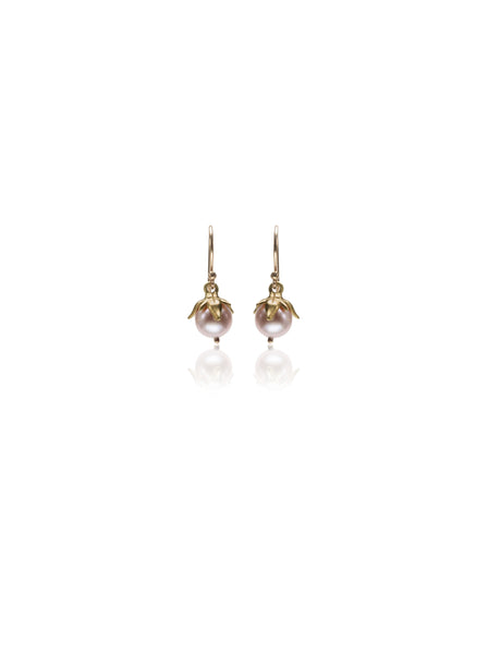 Lavender Pearl Berry Earrings in 14K Gold