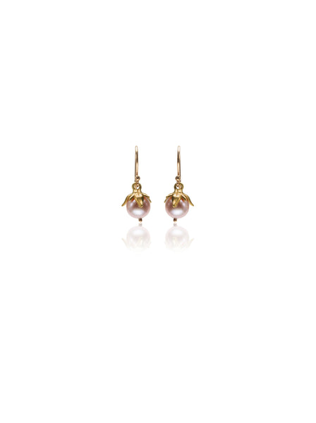 Lavender Pearl Berry Earrings in 18K Gold