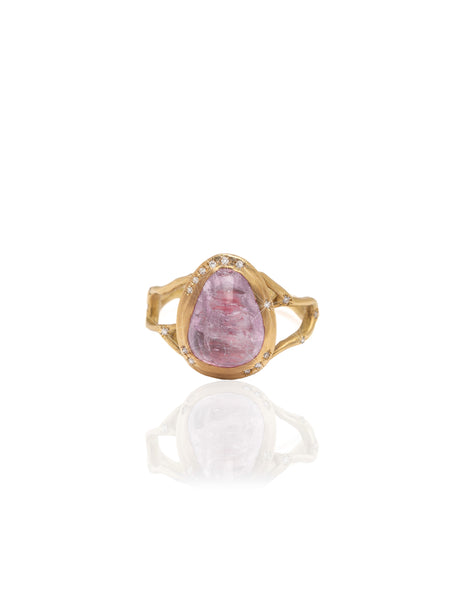 Pink Sapphire Branch Ring with Diamonds