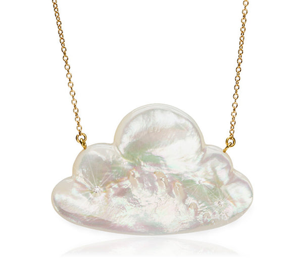 Mother of Pearl Daydream Cloud Necklace in 14k Gold with Diamonds