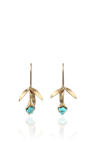 Small Wildflower Earring in 14K Gold with Turquoise
