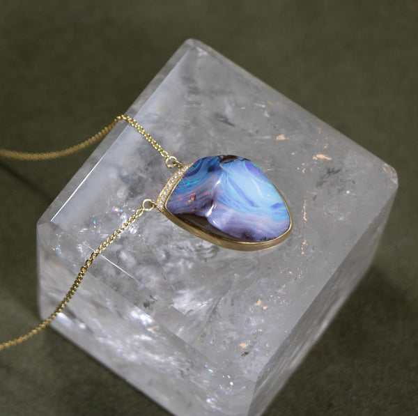 18K Gold Opal Waterfall Roxy Necklace with Diamonds