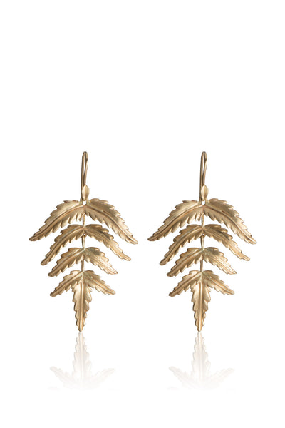 Small 14k gold Fern Earrings