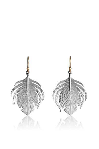 Small Peacock Feather Earrings in Sterling Silver