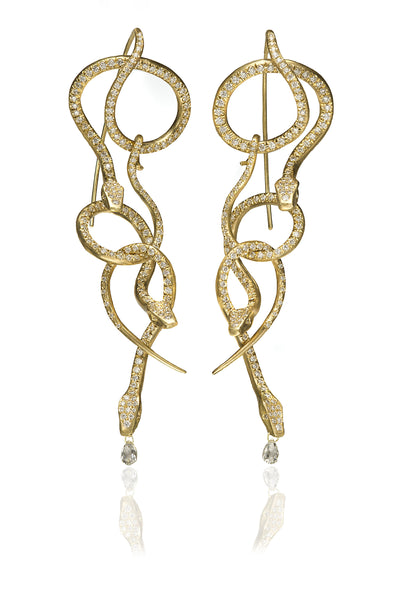 Diamond Pavé Serpent Chandelier Earrings